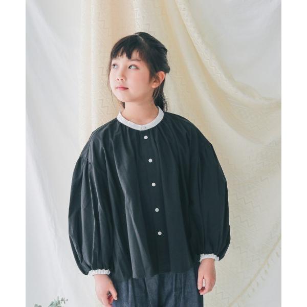 ブラウス シャツ NHT/エヌエイチティー 配色ギャザーブラウス キッズ 子供服 女の子