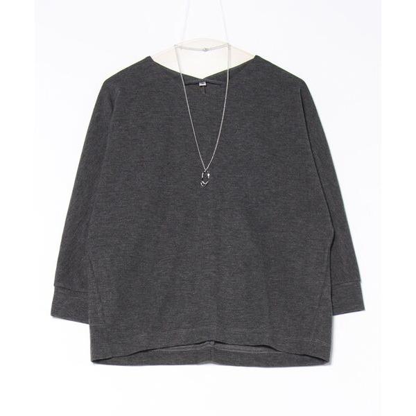 tシャツ ネックレス付ふんわりドルマンプルオーバー レディース