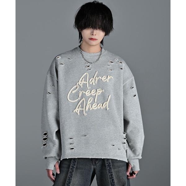 トレーナー スウェット heavy weight damage logo draw code swe...