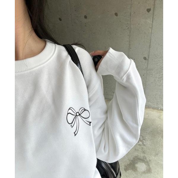 トレーナー スウェット 「軽量」ワンポイントリボンスウェット トレーナー レディース