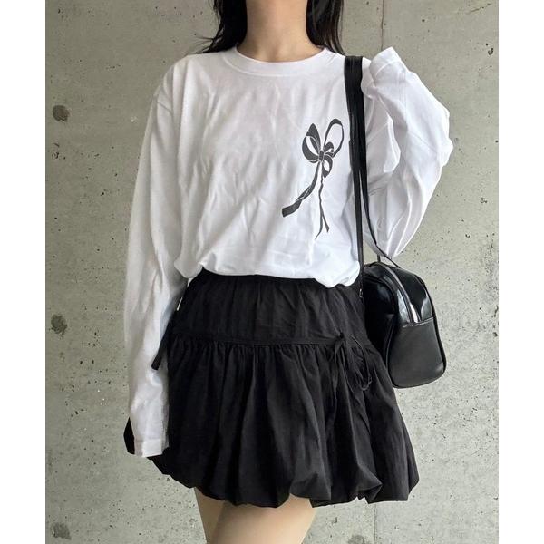 tシャツ バレエコアリボンロングTシャツ レディース
