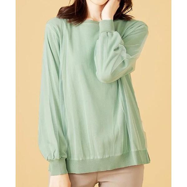 ニット セーター チュール重ねニットプルオーバー レディース