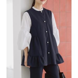 ジャケット ノーカラージャケット 「SONO/ソーノ」「Magical Stretch」サイドティアードチュニックジレ レディース