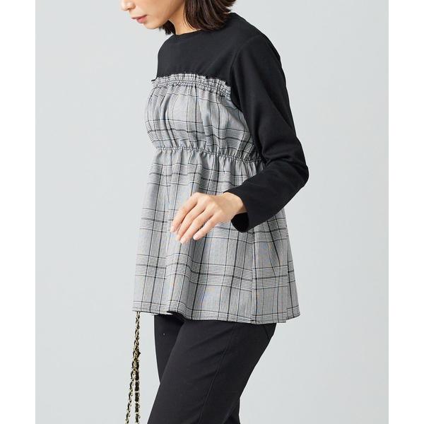 tシャツ チェック柄ビスチェドッキングプルオーバー レディース