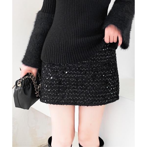 スカート スパンコールミニタイトスカート