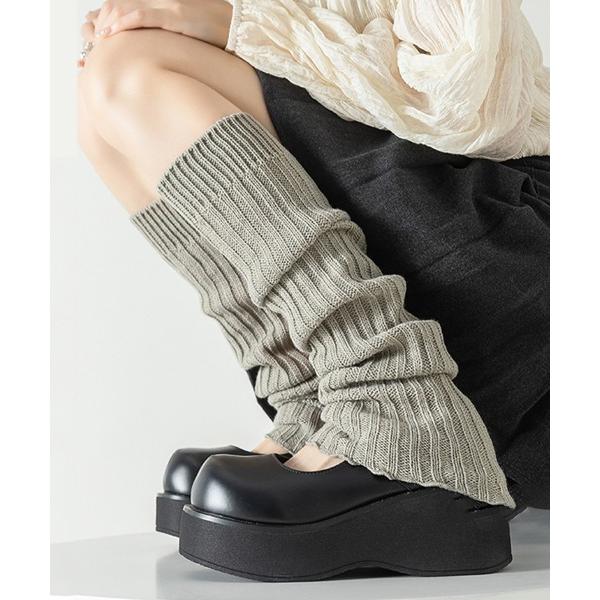 レッグウォーマー リブ編みニットレッグウォーマー レディース