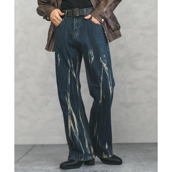 ジーンズ vintage make hard bleach flare denim pants / ...