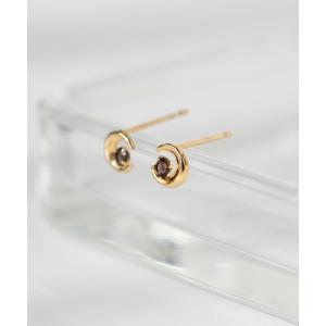 ピアス 天然石×ムーンピアス「K10」 レディース