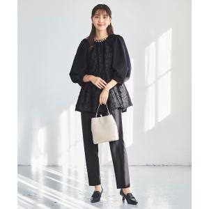 セレモニースーツ セットアップ オケージョンドレス 結婚式 ｜ ストレッチ ｜ カットジャカード パール ドッキング トップス ＆パンツ セットアップ ｜ 卒…