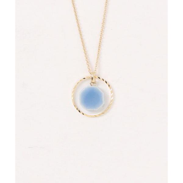 ネックレス 「irodori」陶とgold circle のnecklace（水色） レディース