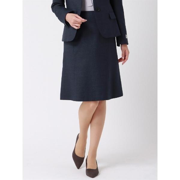 スカートスーツ フレアスカート ウォッシャブル ストレッチ マイクロチェック