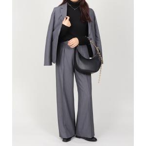 セットアップ テーラードジャケット ワイドパンツ スーツセット レディース