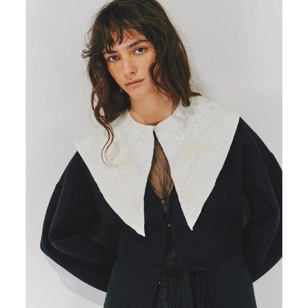 つけ襟 付け襟 スパンコール刺繍フラワーBIGフレア衿