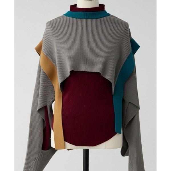 ニット セーター 「PLUS」カラーブロックレイヤードセットニット レディース