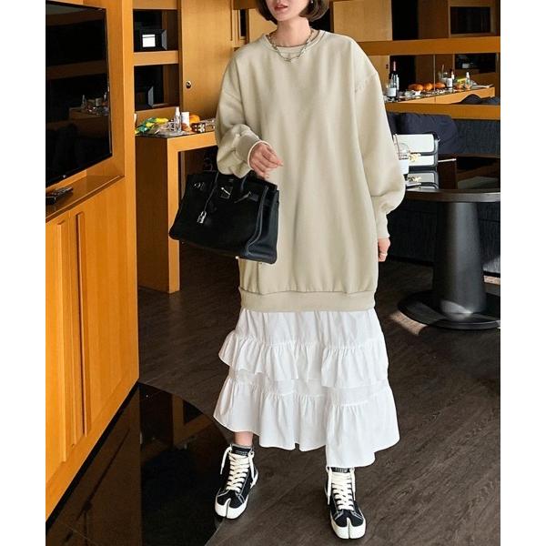 ワンピース 裾ティアードゆったりワンピース