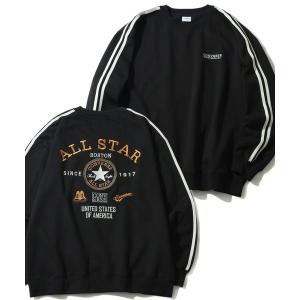 トレーナー スウェット 「CONVERSE/コンバース」袖ライン 入り バック刺繍 クルーネック 長袖 スウェット メンズ レディース