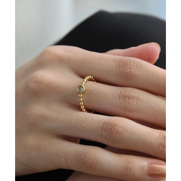 指輪 リング 金属アレルギー対応 ワンポイントドットリング レディース