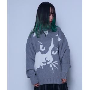 セーター ニット Z)「BLINGLEADS」アニマルJQDクルーネック ニットセーター メンズ レディース