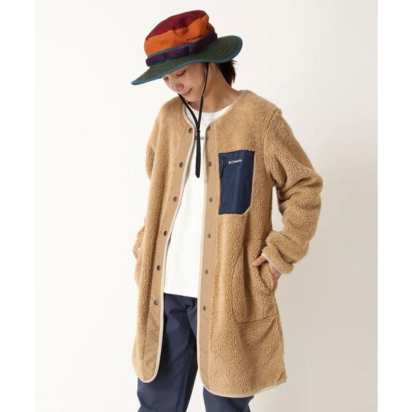 「Columbia」 ノーカラーコート M ブラウン レディース