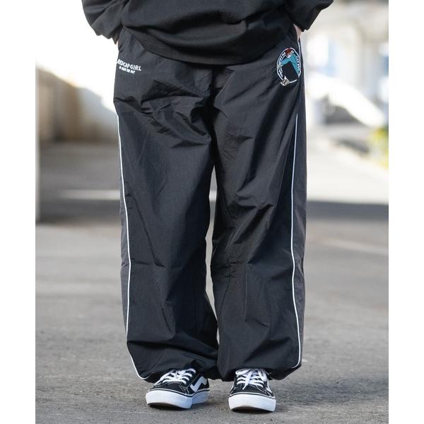 パンツ 「a-r」「RedCapGirl/レッドキャップガール」サークルロゴ刺繍 サイドライン ナイ...