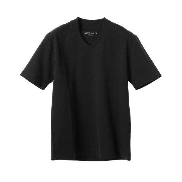 tシャツ 「ACTIVE TAILOR/アクティブテイラー」シルケット加工VネックTシャツ「接触冷感...