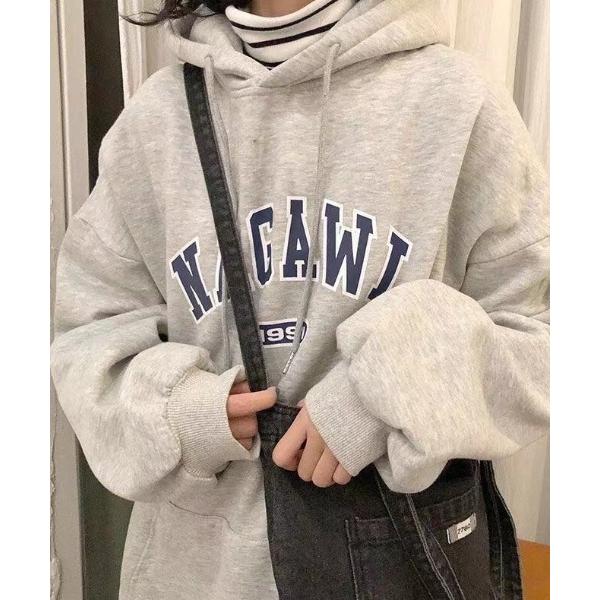 パーカー 裏起毛 カレッジロゴ オーバーサイズ パーカー フーディー レディース