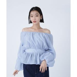 ブラウス シャツ シアーギャザーペプラムブラウス レディース
