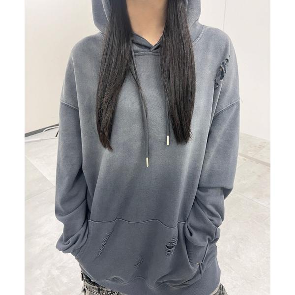 パーカー ブリーチダメージパーカー レディース メンズ