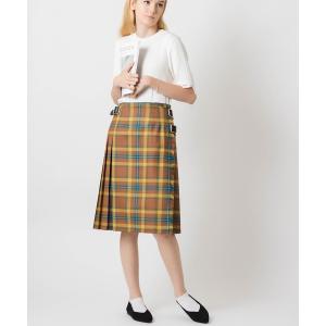スカート O'NEIL OF DUBLIN オニールオブダブリン ウーステッドウール 100％ MIDI 61cm ダブルワイドベルト キルトラップスカート
