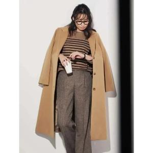 コート アウター 「尾州産ウール」ロングチェスターコート　グレー/ベージュ/ブラウン/ネイビー（ブラウン） レディース