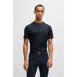 tシャツ シルケットコットン スリムフィットTシャツ ライン入りネック メンズ