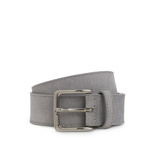 ベルト スエードベルト ロゴエングレーブ ガンメタルバックル メンズ