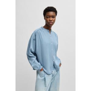 ブラウス シャツ リラックスフィットブラウス デニムルックファブリック レディース