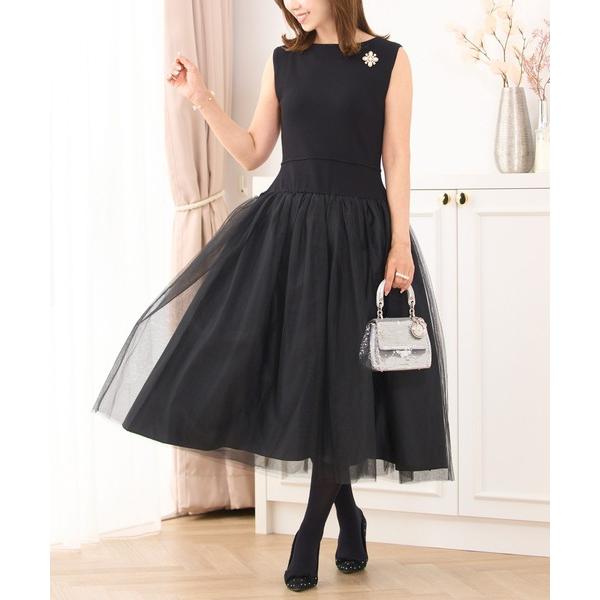 ワンピース チュールドッキング ニット ワンピース Prima Scherrer