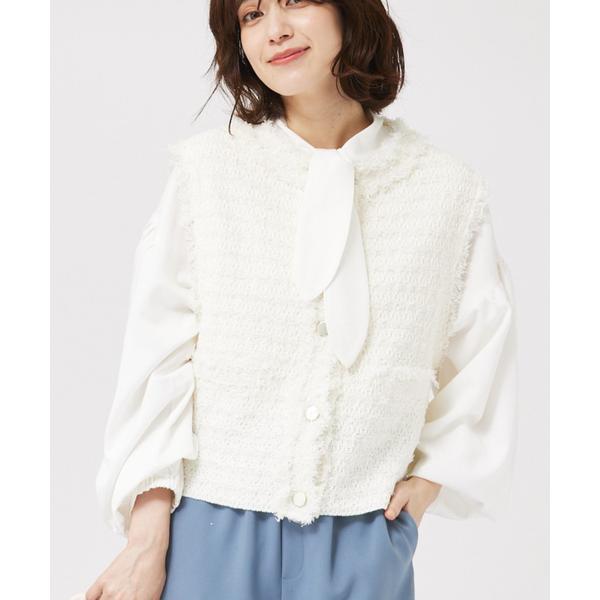 ベスト ジレ ツィードニットベスト/春服 レディース