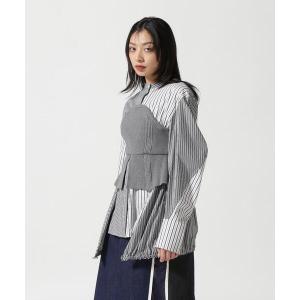 ブラウス シャツ UN3D./アンスリード/KNIT BUSTIER DOCKING SH レディース