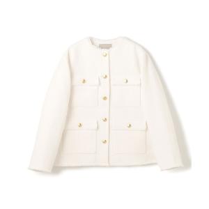 【any SiS】ホワイト ツイード ノーカラージャケット ANY SIS（エニィスィス） ジャケット ノーカラージャケット ツイード