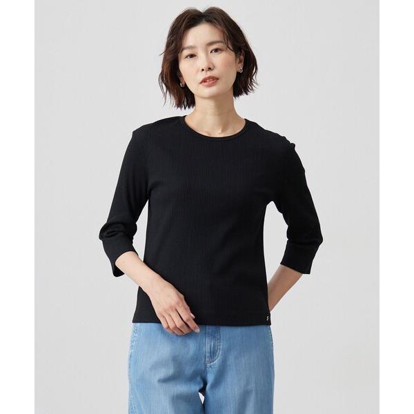tシャツ リブ クルーネック カットソー レディース