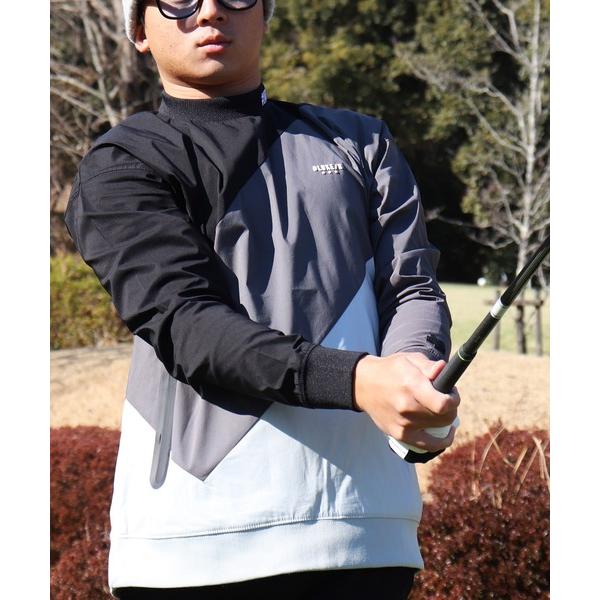 トレーナー スウェット (RM)「LUXE/R GOLF」ストレッチ クロス 切り替え 配色 モック...