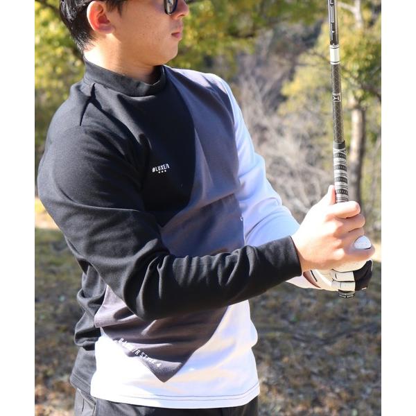 tシャツ (RM)「LUXE/R GOLF」ストレッチ スムース 切り替え 配色 モックネック 長袖...