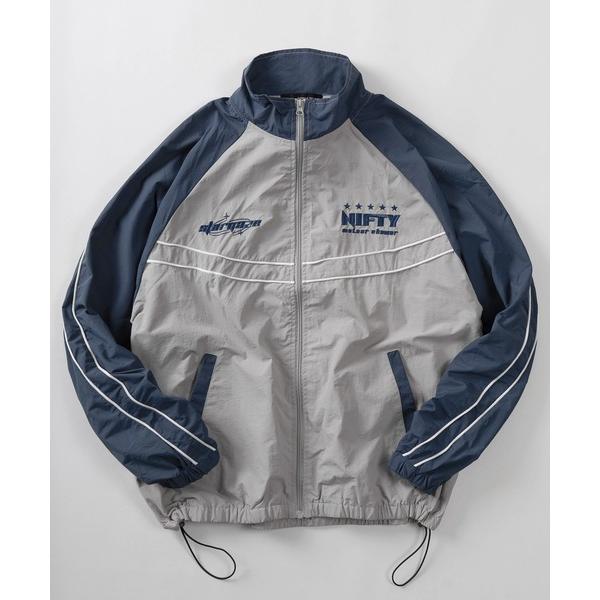 ナイロンジャケット 「82」ワンポイント刺繍 ＆ ラグランデザイン サイドライン ナイロン ジップブ...
