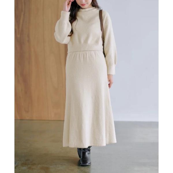 ワンピース フェザードレープニットセットアップ 「低身長・小柄女性」