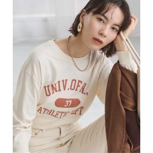tシャツ GILDAN カレッジロゴ オーバーサイズ プリント ロンT レディース