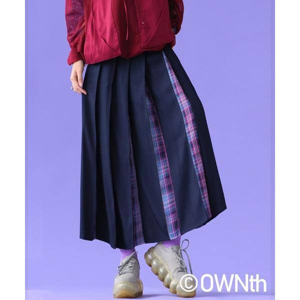 スカート チェック柄切替プリーツスカート