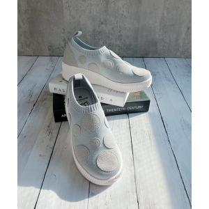 スニーカー 洗える 超軽量 厚底 ドット ニットスニーカー レディース