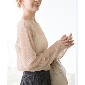 tシャツ ラメシアープリーツトップス レディース