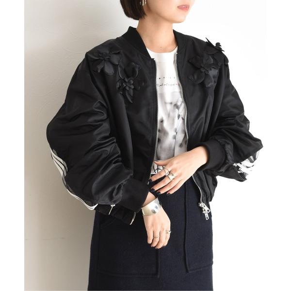 ブルゾン アウター フラワーモチーフバルーンブルゾン レディース