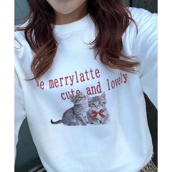 トレーナー スウェット 「軽量」キャットフォトトレーナー　スウェット レディース
