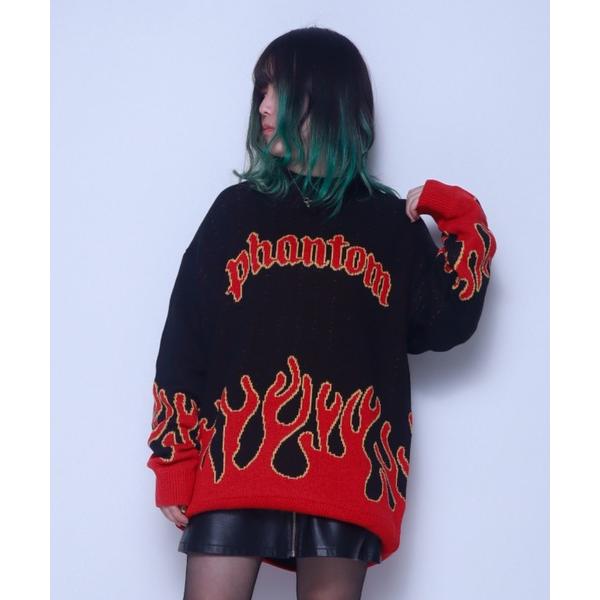 セーター ニット Z)「BLINGLEADS」ファイヤークルーネック ニットセーター メンズ レディ...