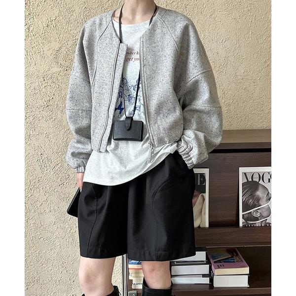 ブルゾン アウター nep tweed collarless short blouson レディース
